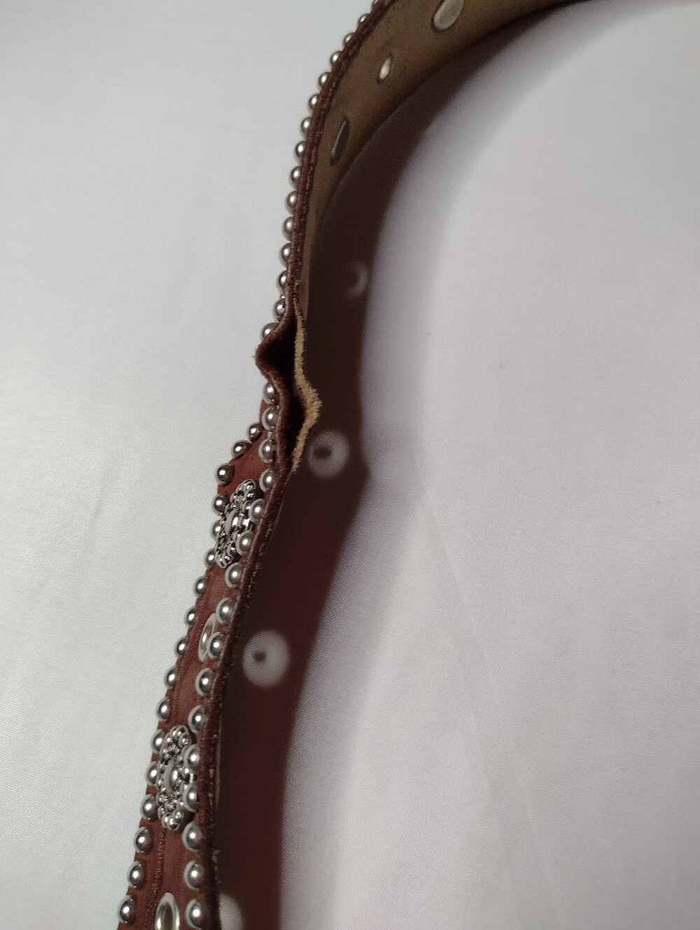 Vintage Sand Castle New York Leather Belt Western Studded Daisy Floral Buckle A1 - Picture 5 of 7